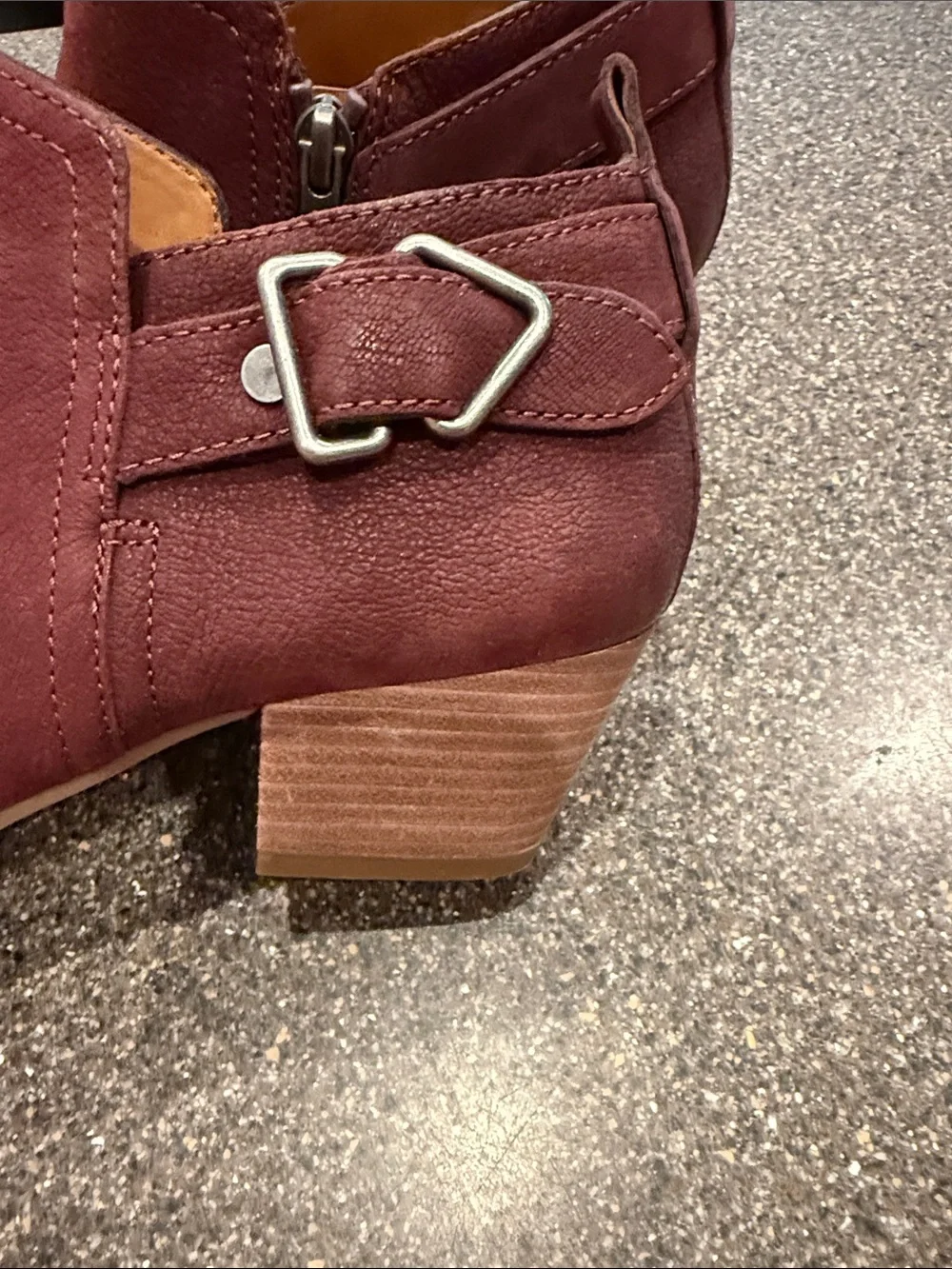 Franco Sarto Wine Red Garfield Ankle Booties with Side Buckle